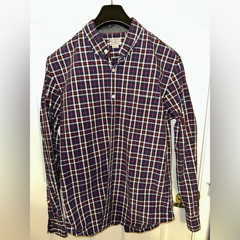 J. Crew Navy and Red Plaid Shirt